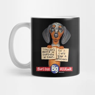 Dappled Dachshund with Two Signs Mug